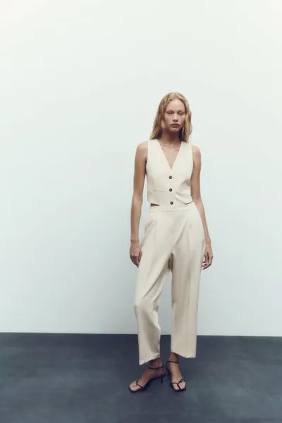 Комбинезон-жилет с вырезами ZARA, экру