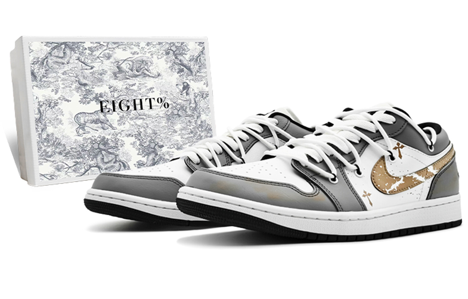 Кроссовки Air Jordan 1 Vintage Basketball Shoes Women's Low-top White/gold, золотой