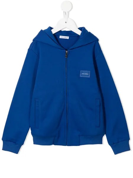 Dolce & Gabbana Kids худи на молнии с нашивкой-логотипом