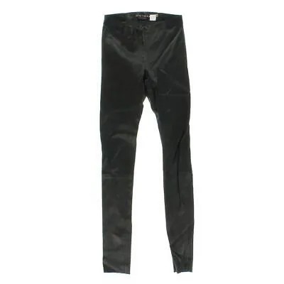 Женские черные кожаные узкие брюки с плоской передней частью Alice + Olivia 0 BHFO 4352