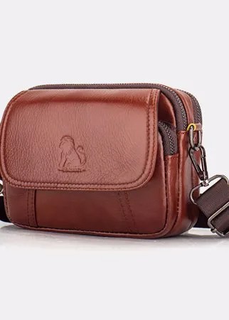 Мужчины Натуральная Кожа Ретро 6.3 дюймов Телефон Сумка CrossBody Сумка Ремень Талия Сумка