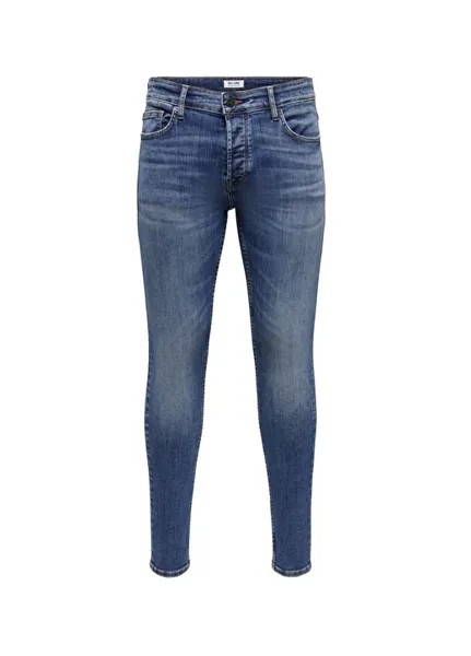 Обтягивающие синие мужские джинсовые брюки с высокой талией Only & Sons