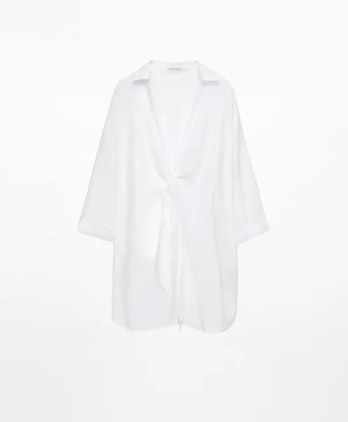Платье Oysho Linen Knotted, белый