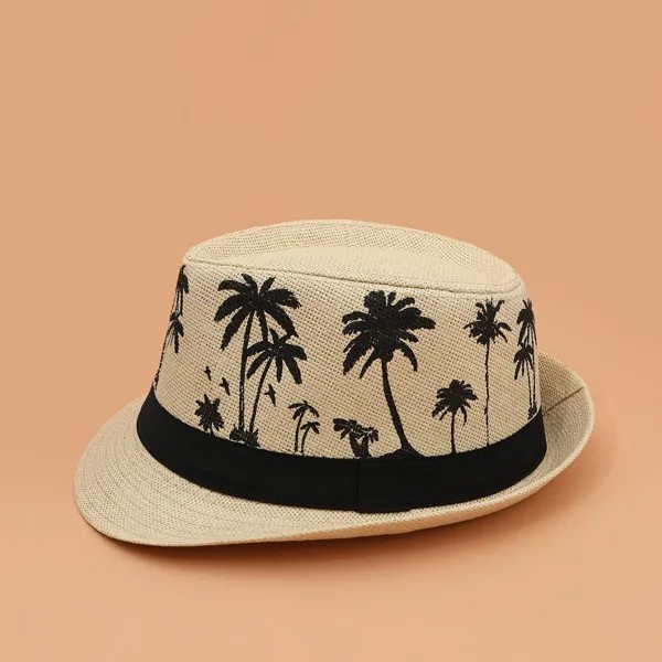 Соломенная шляпа с принтом пальмы
