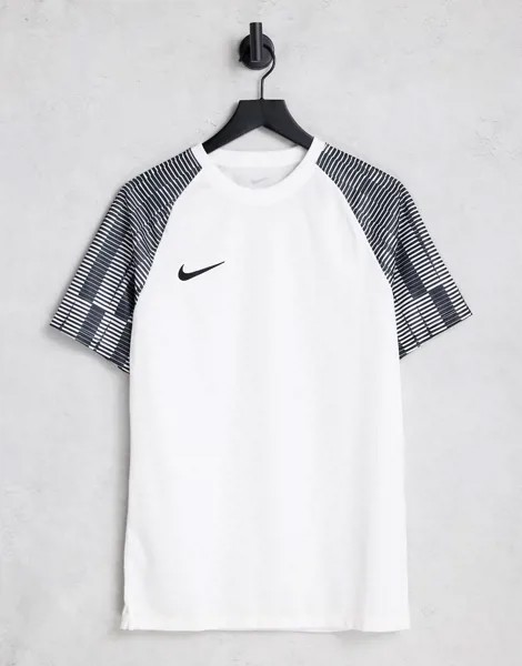 Белая футболка с контрастными рукавами Nike Football Academy Dri-FIT-Белый