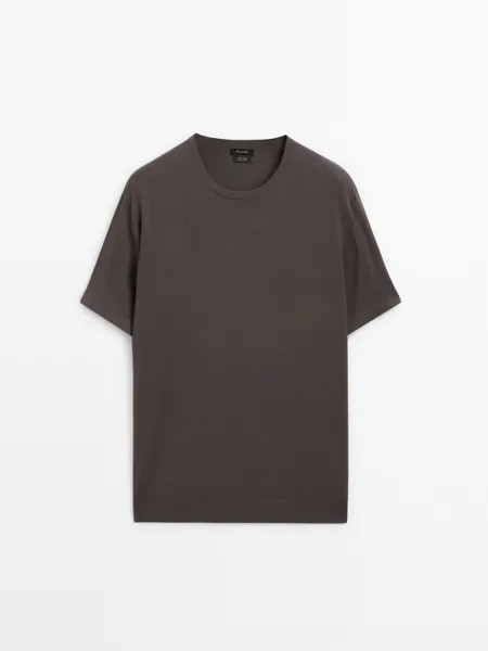 Футболка с короткими рукавами из 100% хлопка Massimo Dutti, серый