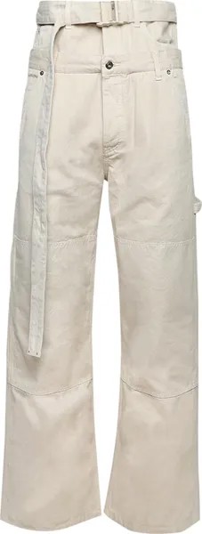 Брюки Off-White Wave Off Canvas Double Over Pants 'New Beige', кремовый