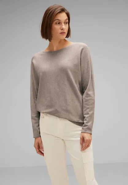Однотонный свитер с круглым вырезом STREET ONE, цвет Whisper Mocca Melange