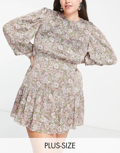 Чайное мини-платье Reclaimed Vintage Inspired Plus с цветочным принтом
