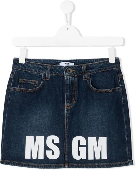 MSGM Kids джинсовая юбка с логотипом
