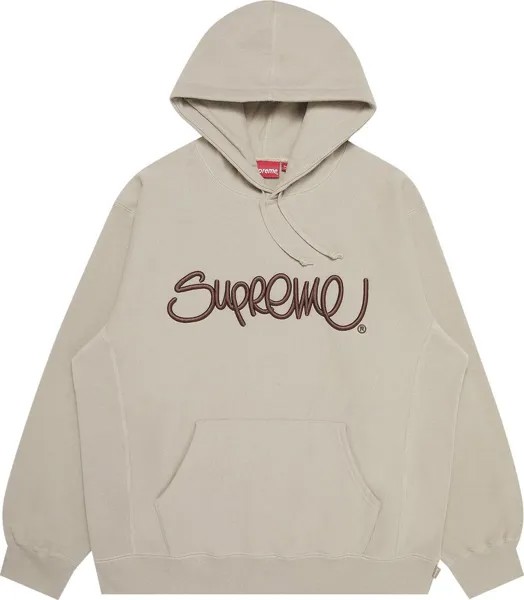 Толстовка Supreme Raised Handstyle Hooded Sweatshirt 'Dark Taupe', загар