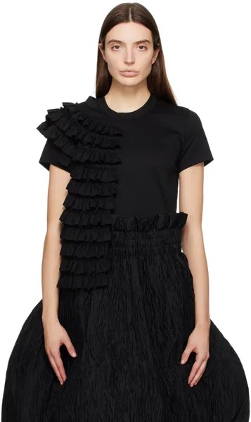Черная футболка с рюшами Noir Kei Ninomiya