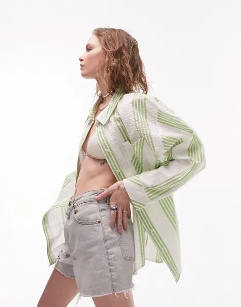 Topshop – пляжная рубашка в зеленую полоску
