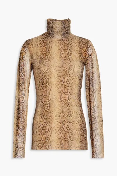 Водолазка из эластичной сетки со змеиным принтом Ganni, цвет Animal print