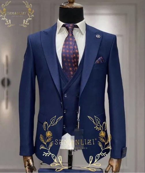 SZMANLIZI повседневные темно-зеленые деловые мужские костюмы смокинги Terno Masculino костюм для жениха свадьбы выпускного вечера костюм мужской блейзер брюки жилет