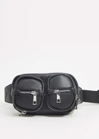 Черная сумка-кошелек на пояс из искусственной кожи Topshop-Черный