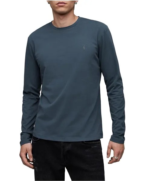 Футболка AllSaints Brace Long Sleeve Crew, цвет Jade Blue