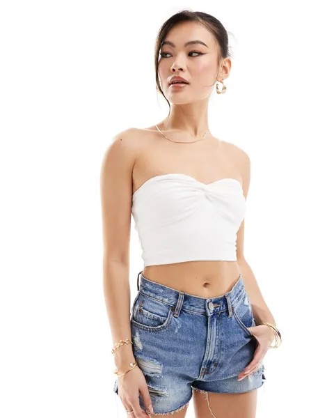 Кроп-топ Asos Design Bandeau With Twist Bust, белый