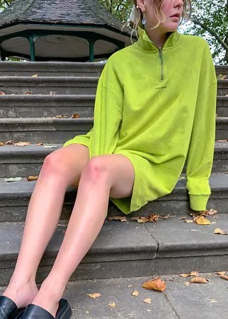 Меланжевое платье-свитшот с высоким воротником COLLUSION-Зеленый