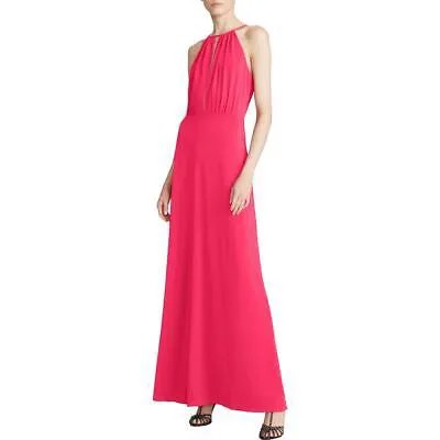 Halston Womens Priscilla Pink Halter Длинное вечернее платье 8 BHFO 9572