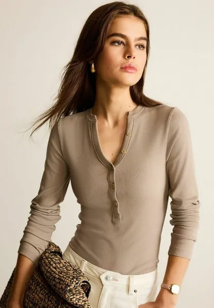Футболка с длинным рукавом Button Detail Next, цвет taupe brown