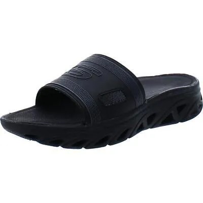 Skechers Mens Glide Step Black Sport Sandals Flats 10 Medium (D) BHFO 8574