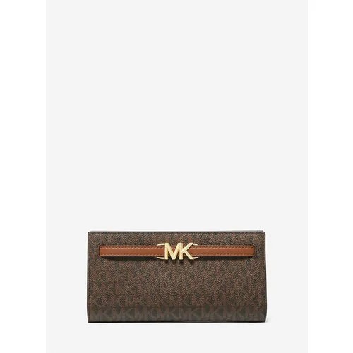 Кошелек MICHAEL KORS 35S3G6RE3B BROWN, зернистая фактура, на кнопках, 2 отделения для банкнот, отделения для карт и монет, коричневый