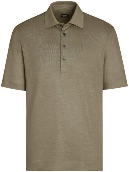 Zegna льняная рубашка поло, зеленый