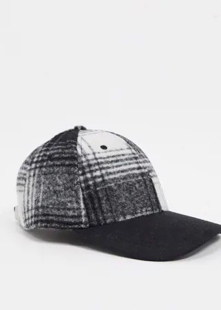 Черная бейсболка в клетку ASOS DESIGN-Черный