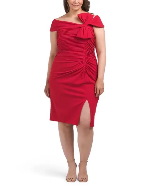 Платье Darina с драпировкой и бантом Tadashi Shoji, цвет Scarlet