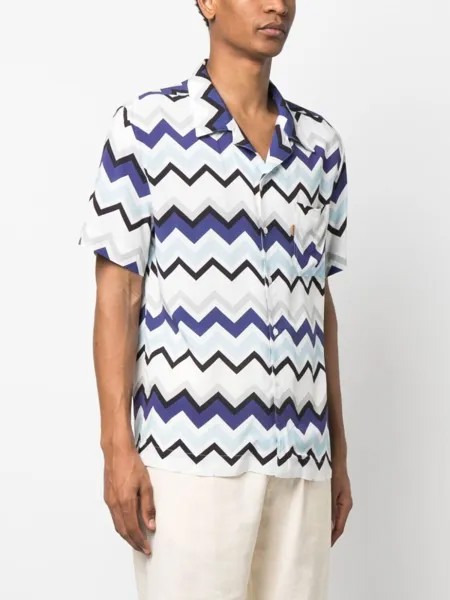 Missoni рубашка с короткими рукавами и узором шеврон, белый