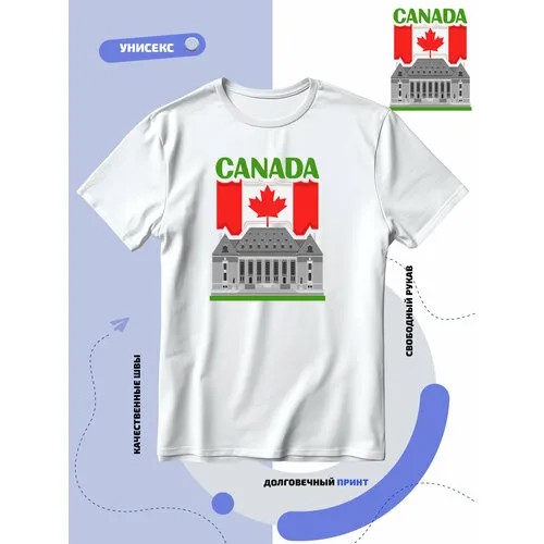 Футболка SMAIL-P флаг Канады-Canada и достопримечательность, размер 4XL, белый