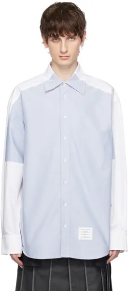 Синяя рубашка со вставками Thom Browne