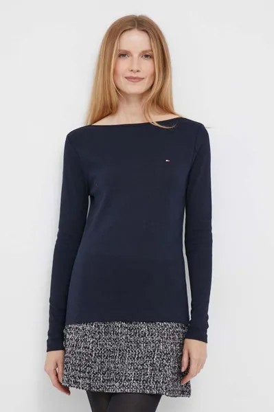 Лонгслив из хлопка Tommy Hilfiger, темно-синий