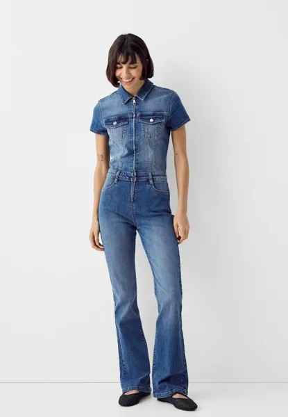 Комбинезон Short Sleeve Bershka, цвет blue denim