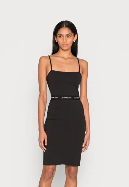 Платье из джерси Logo Tape Strappy Dress Calvin Klein Jeans, черный