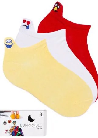 Носки Lunarable, 3 пары, размер 35-39, белый, желтый, красный