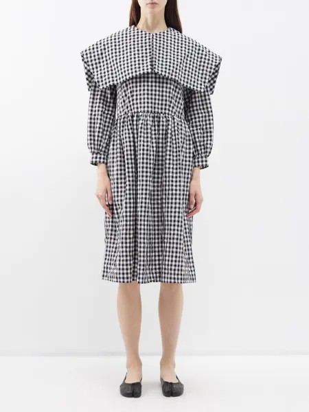 Платье в мелкую клетку с объемным воротником Comme Des Garçons, черный