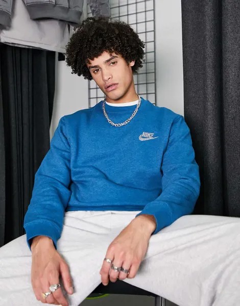 Флисовый свитшот синего морского цвета Nike Move to Zero Revival-Голубой