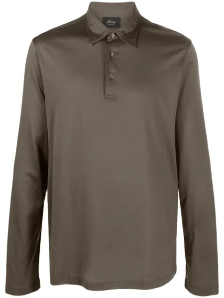 Brioni рубашка поло из смесового шелка, зеленый
