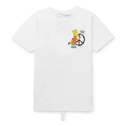 Футболка Men's OFF-WHITE x The Simpsons/ The Simpsons Crossover Printing Short Sleeve Ordinary Version White T-Shirt, белый