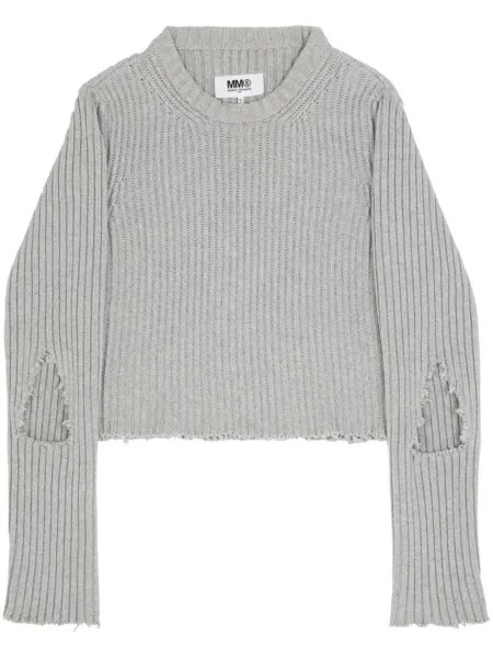 MM6 Maison Margiela джемпер в рубчик, серый