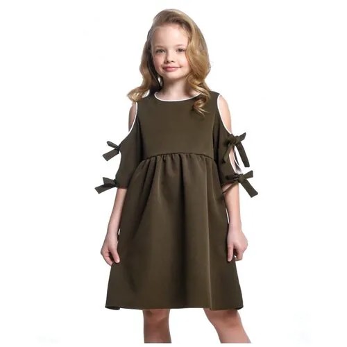 Платье Mini Maxi, однотонное, размер 140, хаки