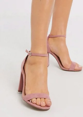 Розовые босоножки на каблуке для широкой стопы New Look-Белый