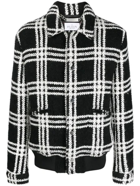 Philipp Plein бомбер в клетку, черный