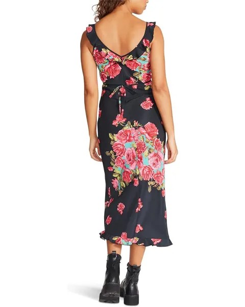 Платье Betsey Johnson Flroal Crepe Midi Dress, черный