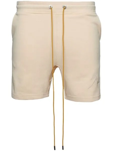RHUDE спортивные шорты с вышитым логотипом, нейтральный цвет