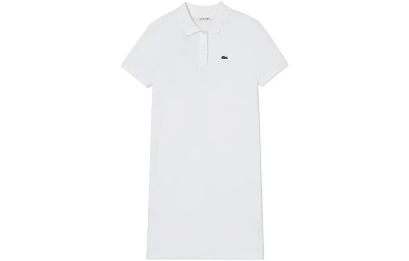 Платье с короткими рукавами женское белое Lacoste