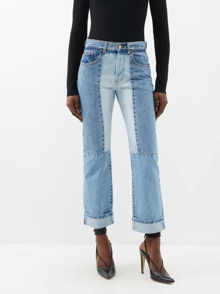Укороченные джинсы в стиле пэчворк Victoria Beckham, синий