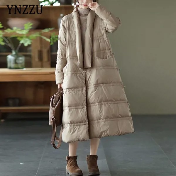 2021 зимняя пуховая куртка для женщин большой размер теплый шарф Регулируемый утиный пух пальто длинный стиль корейский Повседневный Overcoa YNZZU...